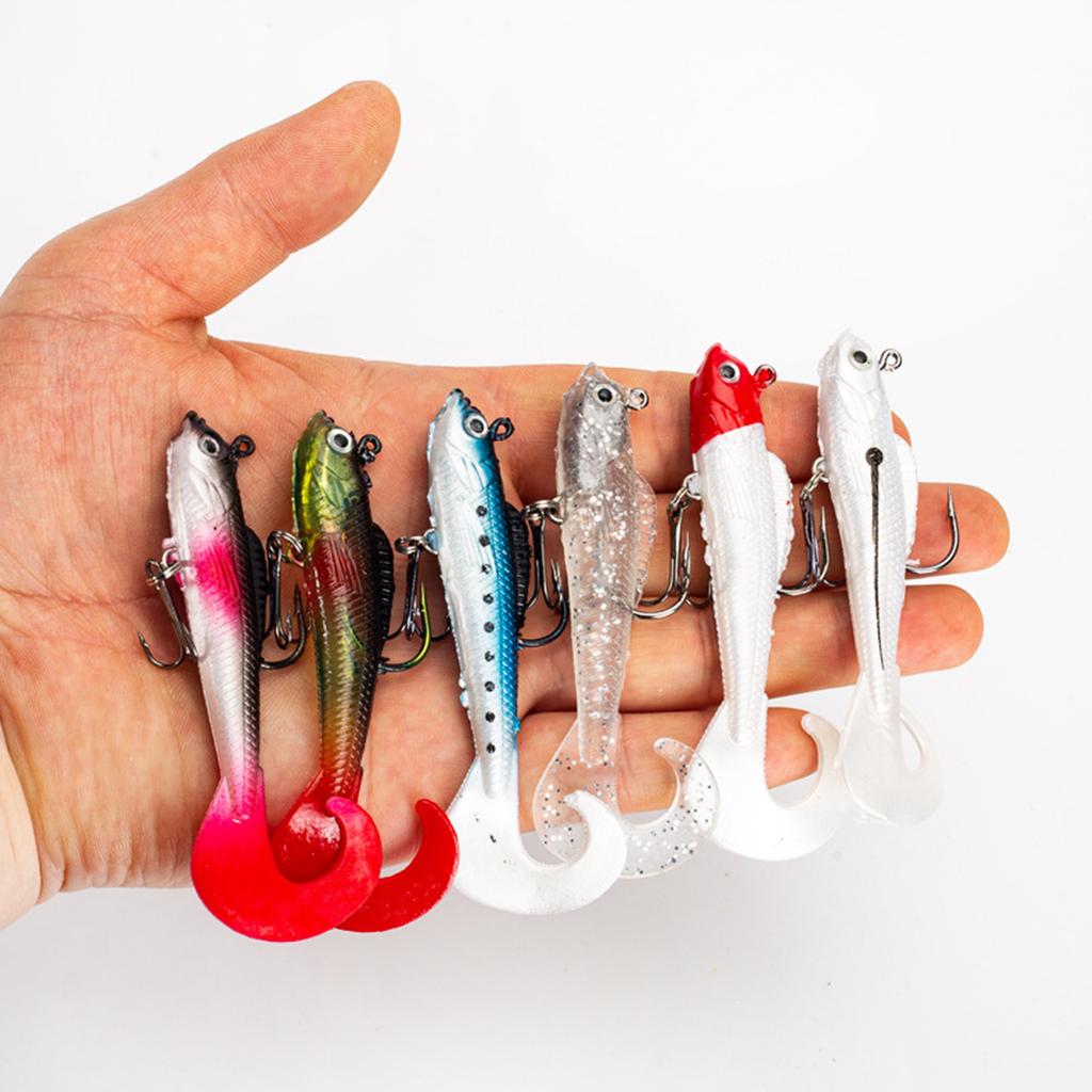 Artificial Plastic Bait Swimbait Fishing Hook Tackle Soft Swimbait Curl Tail Fish Baits Fishing Jig Lures Easy to Use
