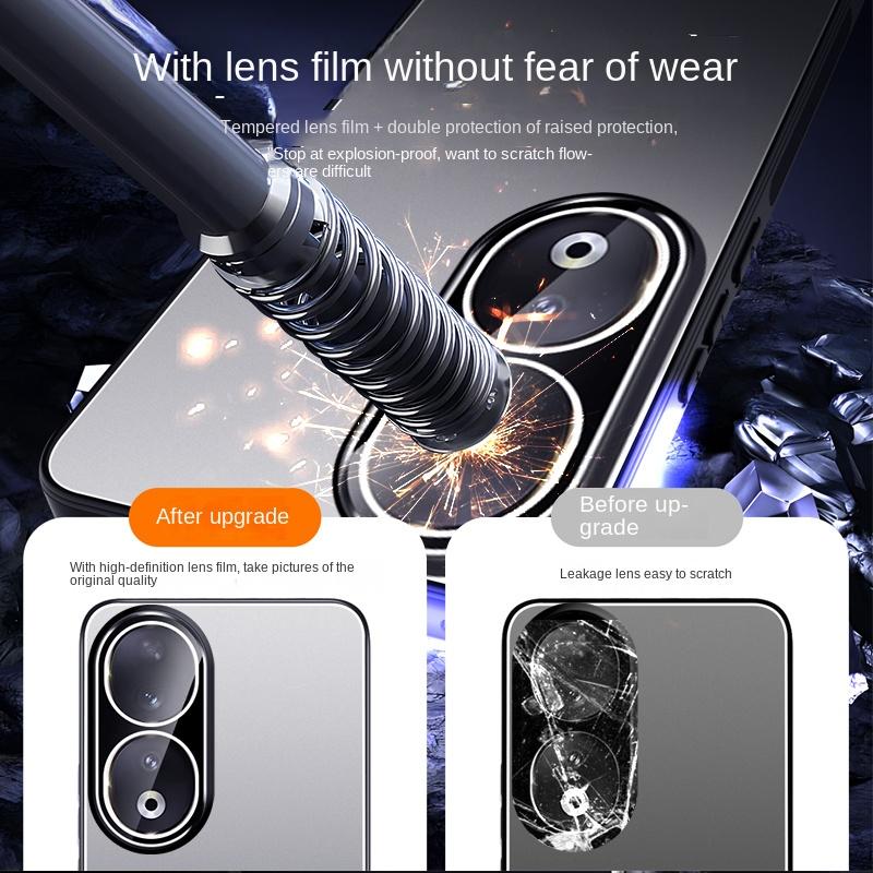 For Honor 90 90 Pro AG Aluminum Alloy TPU Soft Lens Integrated Anti-Slip Phone Case