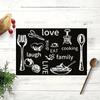 1PZ Sottopiatto in Lino con Motivo Coltello e Forchetta Bianco e Nero Antiscivolo Facile da Pulire Sottopiatto Decorativo