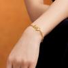 Vietnamese Gold-Tone Necklace Set: Fashion Floral Bracelet, Stud Earrings, Silk-Gold Imitation Pendant
