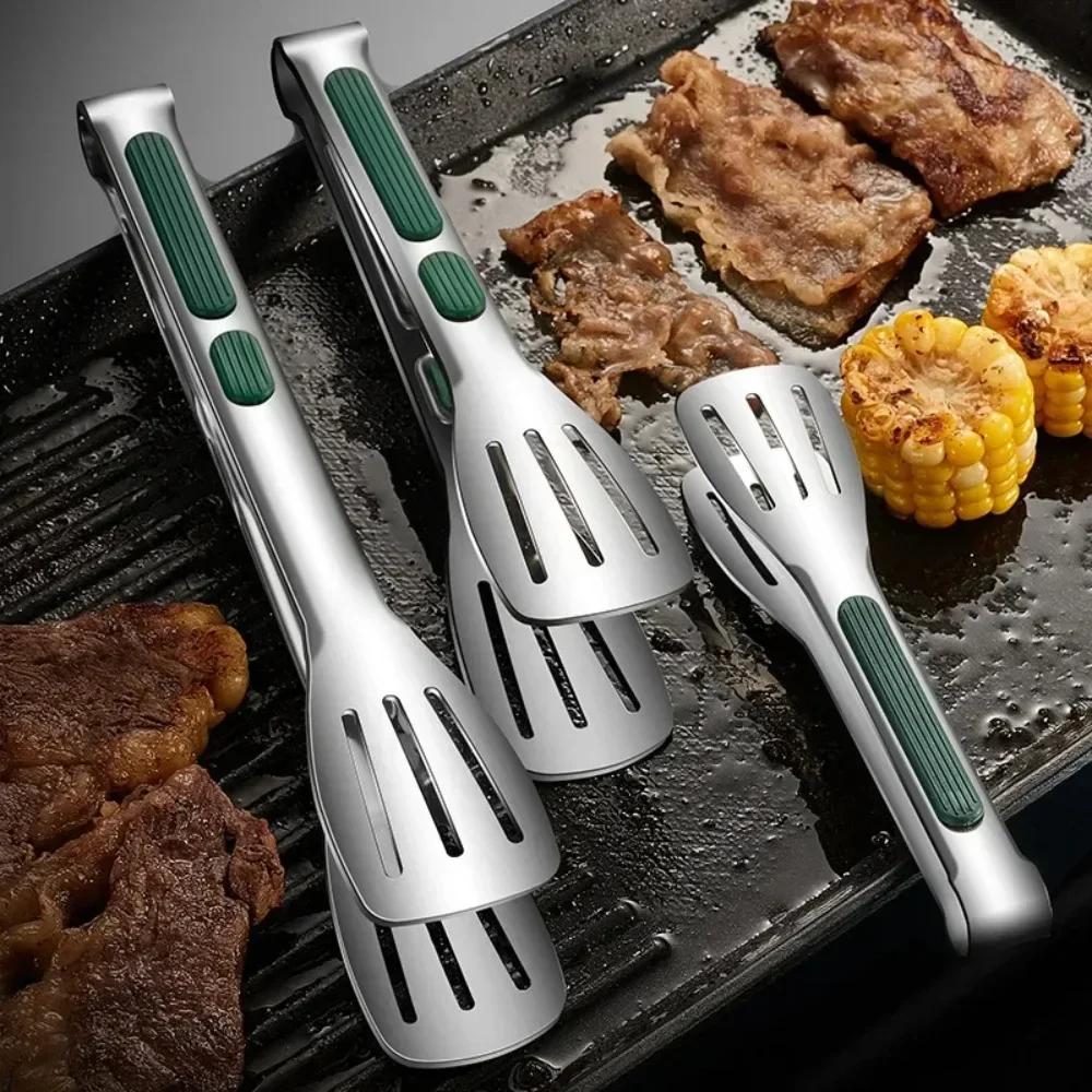 11 Zoll rutschfeste Lebensmittelzange Edelstahl BBQ Fleisch Salat Brot Clip Tong Barbecue Grill Buffet Clamp Küche Kochwerkzeuge