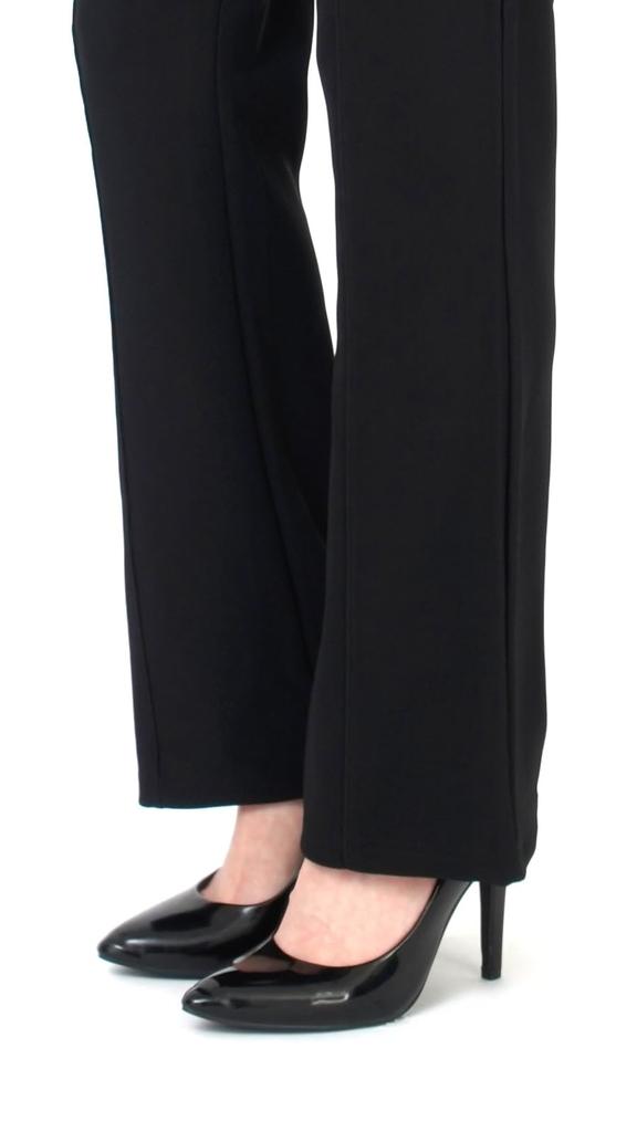 Stretch Straight Leg Long Pants for Office and Perfect for a Beautiful Leg Silhouette Size Women's Pants, Business, (Black, LL)
