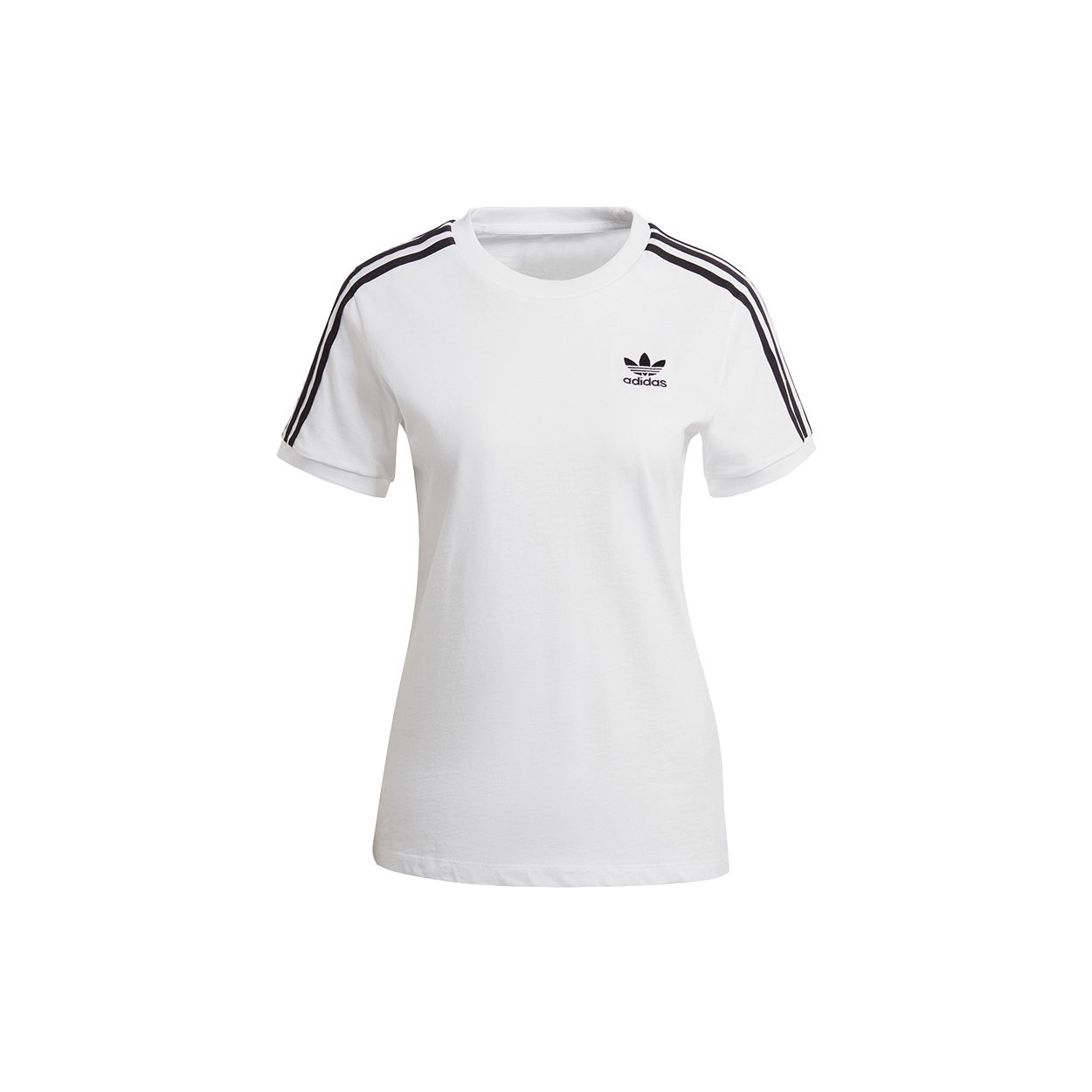 

Adidas Originals Adicolor Classics 3 Stripes Tee Sports Training Striped Print Crew Neck Fitted Short Sleeve T-Shirt Women Tops White GN2913 34