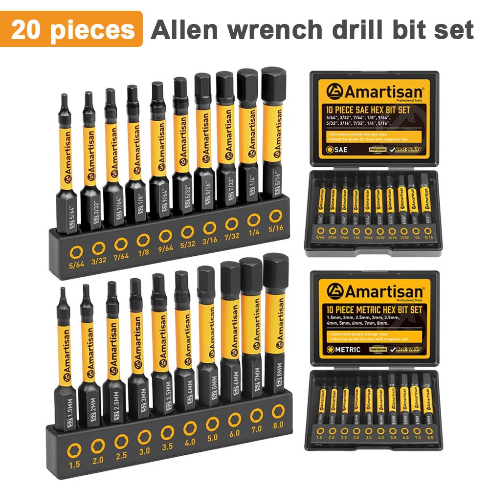

S2 High-Strength Magnetic Hex Bits 20-Piece Set Electric Drill Screwdriver Bits Pneumatic Bit Sockets Wrench Drill Bits жёлтый