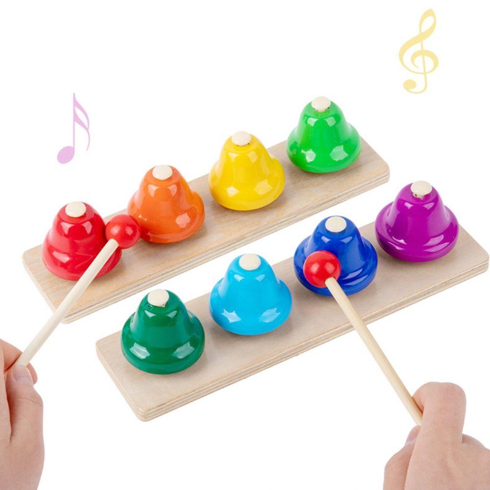 Wooden Percussion Instrument Children Toys Metal Bell Musical Learning Toy Teaching Aids