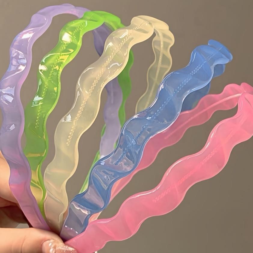Hairband in Jelly Color Face Washing Hair Pressing Teeth Waves Anti-slip Headband Women's Outing, Versatile Hair Clip, Temperament Headwear