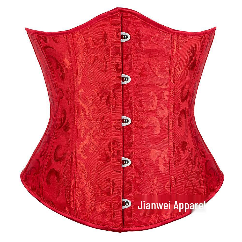 Retro Floral Taillenformer Korsett mit Bauchkontrolle und mehrfarbigem Jacquardmuster