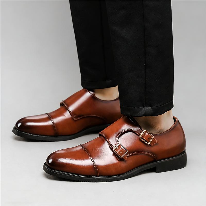 New Britain Gentleman Black Brown Monk Strap Slip On Shoes For Men Casual Loafers Business Formal Dress Footwear Zapatos Hombre