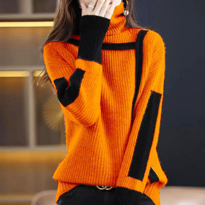 Thickened Retro Sweater Turtleneck Autumn and Winter Loose Pullover Inner Knit Sweater Bottoming Top Women