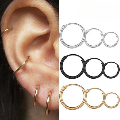 Punk 3 Size Simple Circle Small Hoop Earrings For Women Girl Hip-hop Gold Silver Color Geometric Round Earring Jewelry ARI