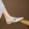 Fashion 2025 NEW Summer Women Mules Genuine Leather Women Shoes Round Toe Low Heel Shoes Cover Toe Slingback Sandals Modern Slippers