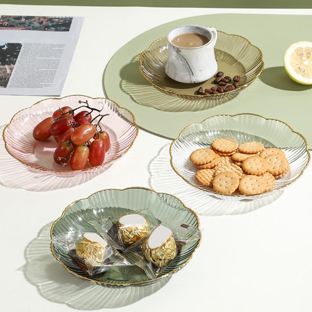 Simple Glass Plate Modern Transparent Decorative Fruit Salad Plates Afternoon Tea Dessert Organizer Home Kitchen Tableware
