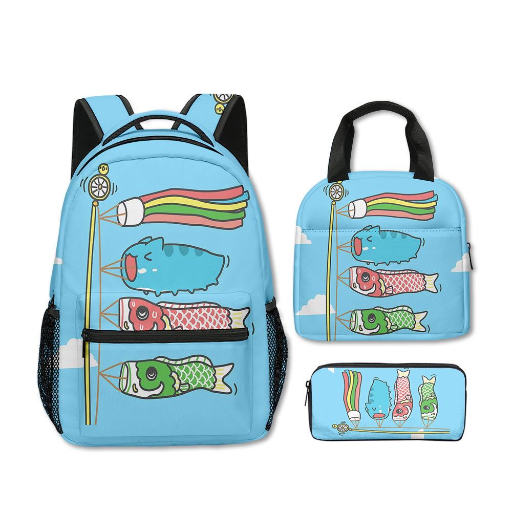 Klassiek Populair Grappig Bugcat Capoo 3D Geprint 3 stuks/Set Schooltassen Reisnotitieboek Rugzak draagbaar Lunchtas Etui