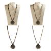 Handcrafted Sun Pendant Necklace Sweater Chain Jewelry with 8mm Natural Stone and Glass Beads in Elegant Antique Tone  dark brown