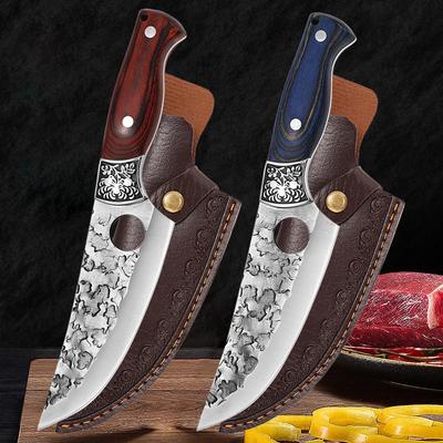 Stainless Steel Meat Professional Butcher Cleaver Boning Knife Forged Kitchen Chef KnifeFish Fruit Knife with Cover