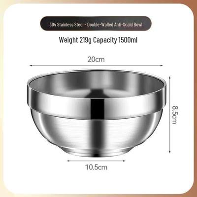 Huihuang 304 Stainless Steel Double-Layer Bowl