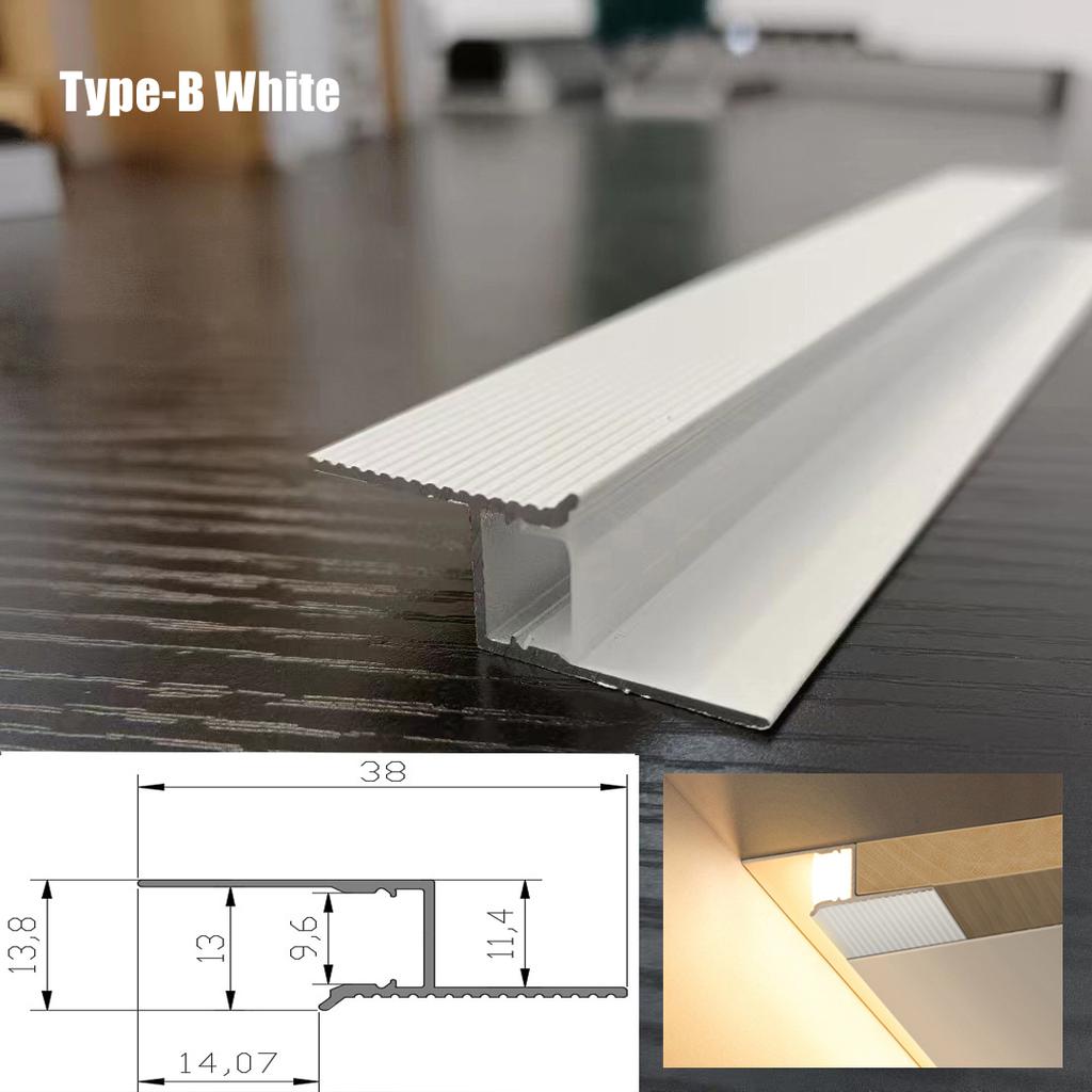 0.5m/1m Ceiling Top Corner LED Aluminum Profile Frameless Embedded Channel Luminous Plaster Line Wall Washing Decor Linear Light