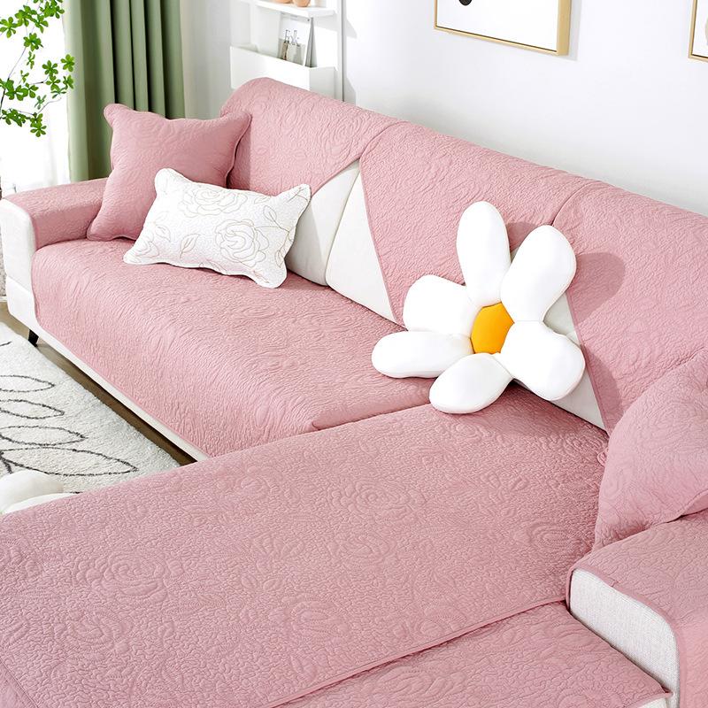 Универсальная хлопковая стеганая диванная подушка с вышитыми розами на все времена года — фото 8