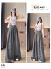 Women's Summer Ice Silk Striped Wide-Leg High-Waisted Pants - Thin, Slimming, Loose, Floor-Length, Casual Straight-Leg.