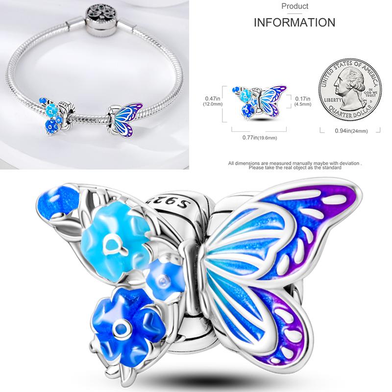 Copper Dragonfly Butterfly Pendant Charms Bead Fit Original Bracelet Bangle Women Jewelry Girl Making Beads