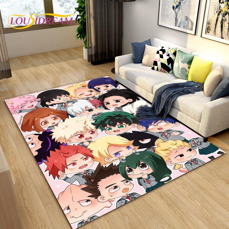 My Hero Academia, Japan Anime Area Koberec,Koberec Koberec do obývacího pokoje Ložnice Pohovka Dekorace rohožky, Protiskluzová podložka pro děti na hraní