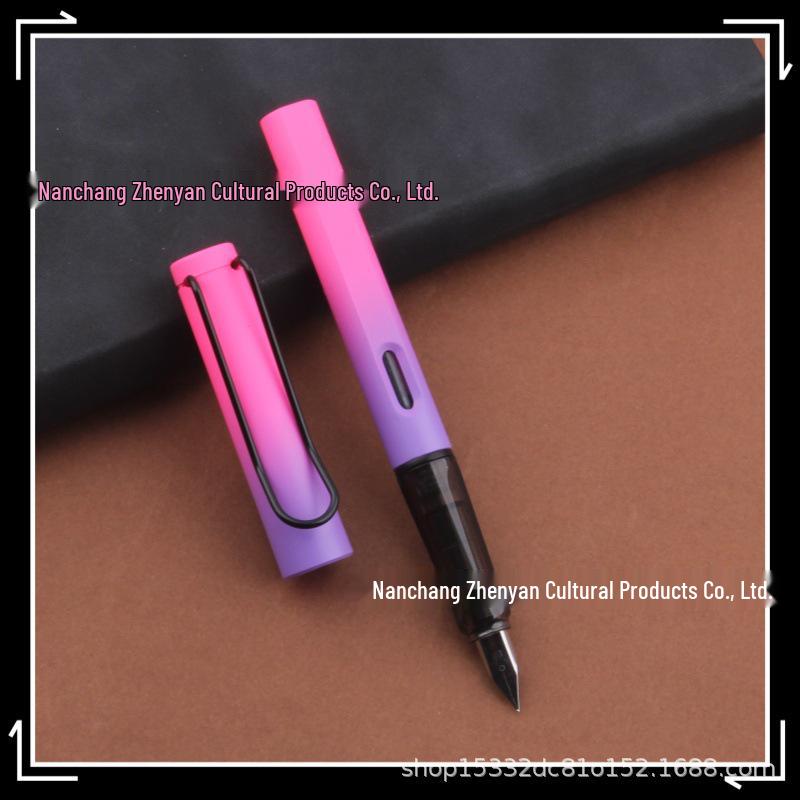 

Ergonomic Gradient Fountain Pen for Calligraphy with Interchangeable Bright & Dark Nibs, Compatible with Ink or Cartridges. Single Pen with Bright Nib