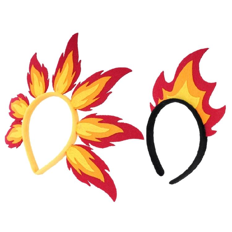 Punk Flamma Huvudbonad Guldiga Eld Hårband Hårbygel med Spikdekorationer för Musikfestivaler och Nattklubbar