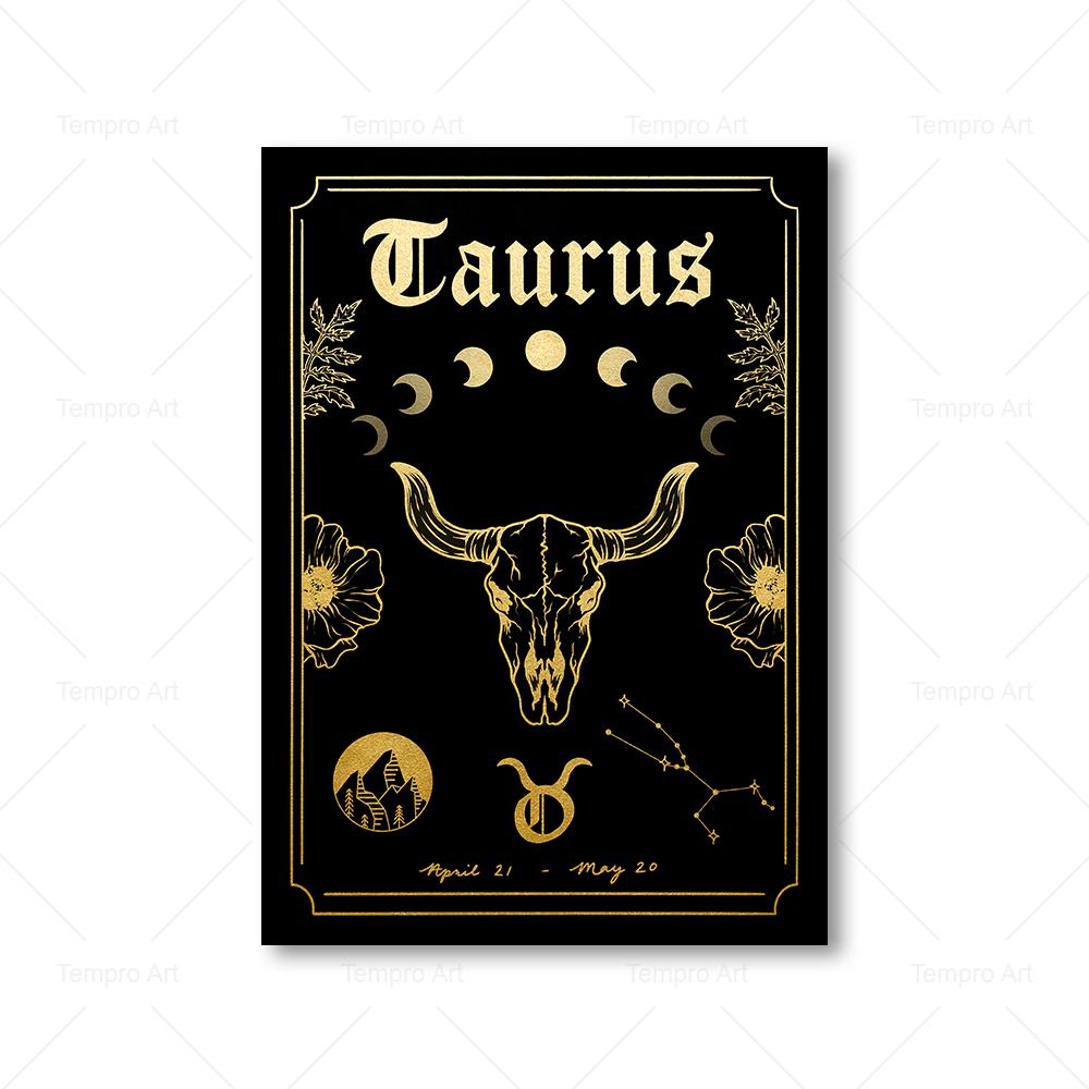 Zodiac Astrology Poster Print Cancer Leo Boho Wall Decor Twelve Constellations Art Canvas Painting Pictures for Home Decoration