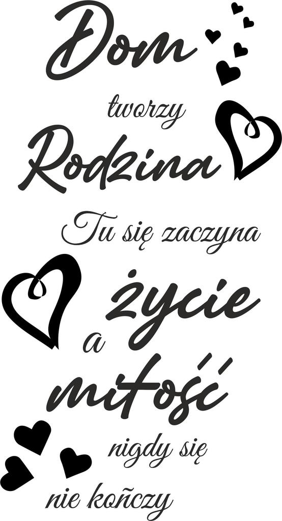 Naklejki na ścianę dom tworzy rodzina życie miłość serca 100x50cm nc_010
