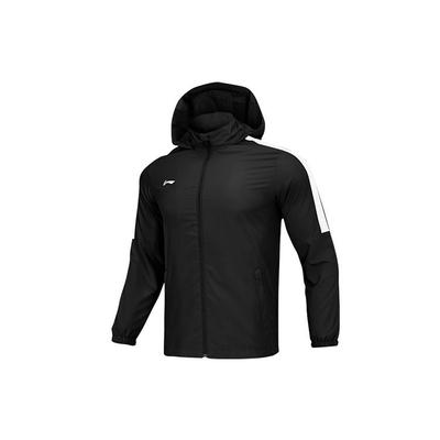 Li Ning Loose Fit Color Block Hooded Windbreaker Men Outerwear Black AFDR445-5