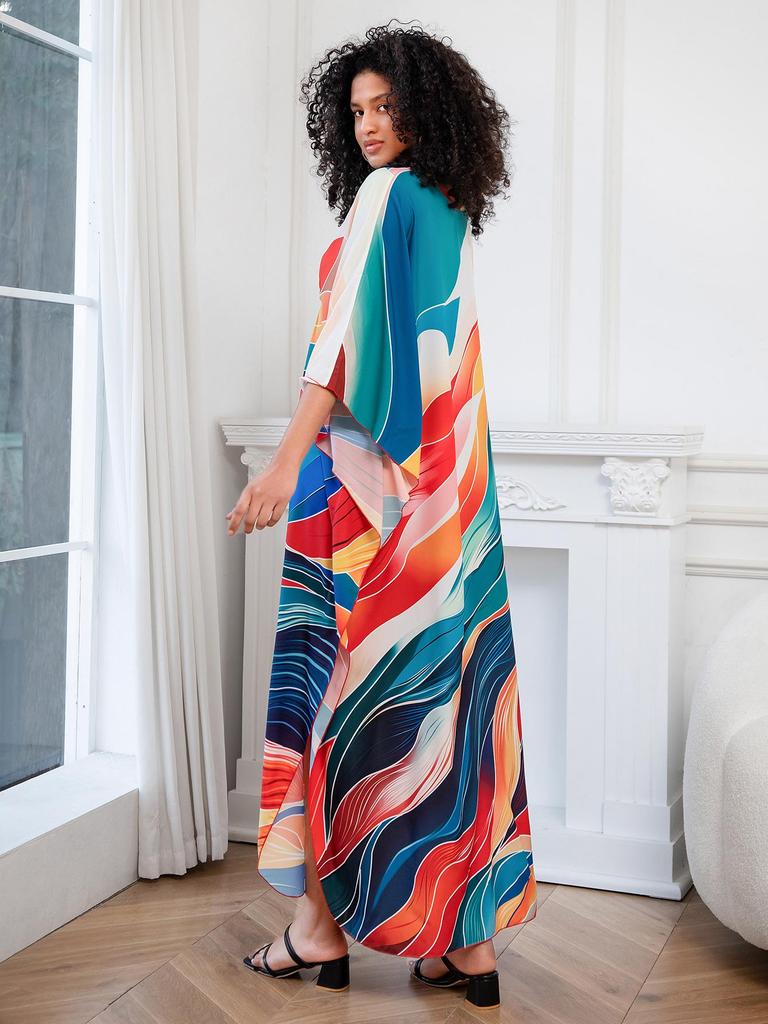 European & American Plus Size Printed Beach Cover-up Dress