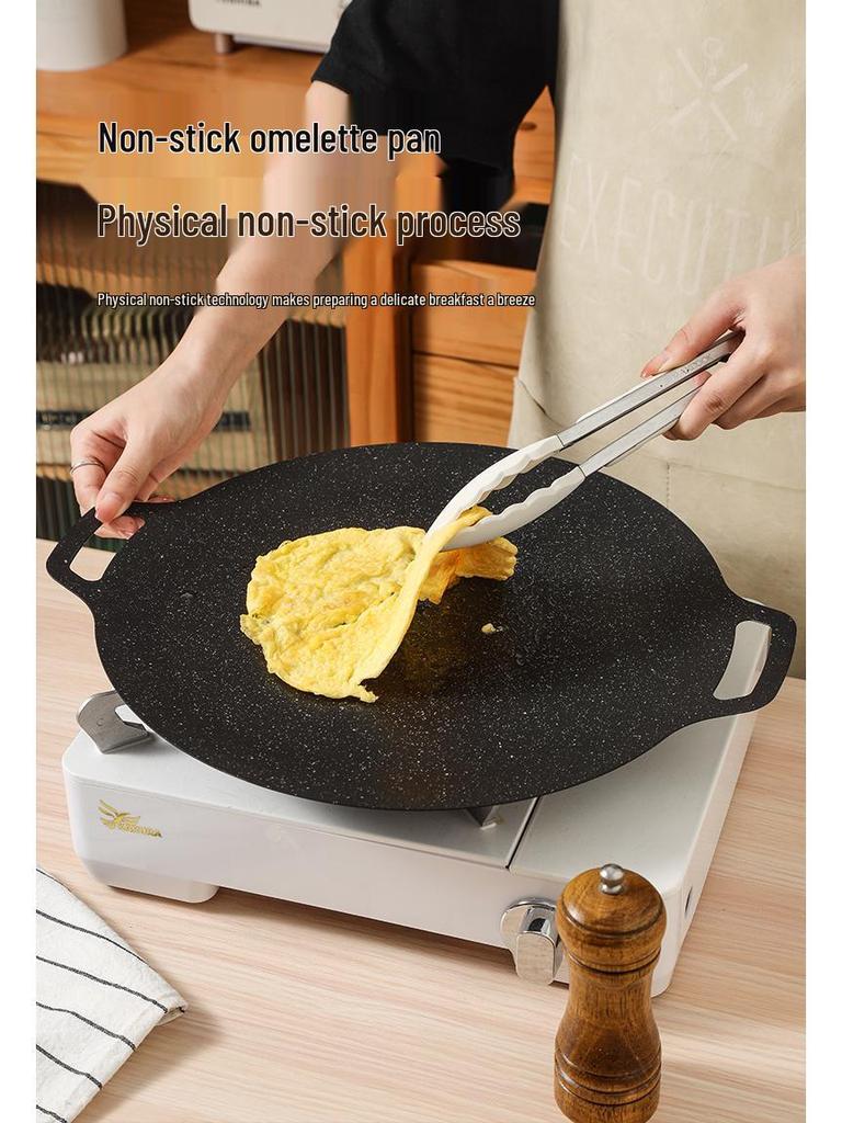 Portable Non-stick Korean BBQ Griddle - Outdoor Camping Stove Top Round Teppanyaki Grill Pan