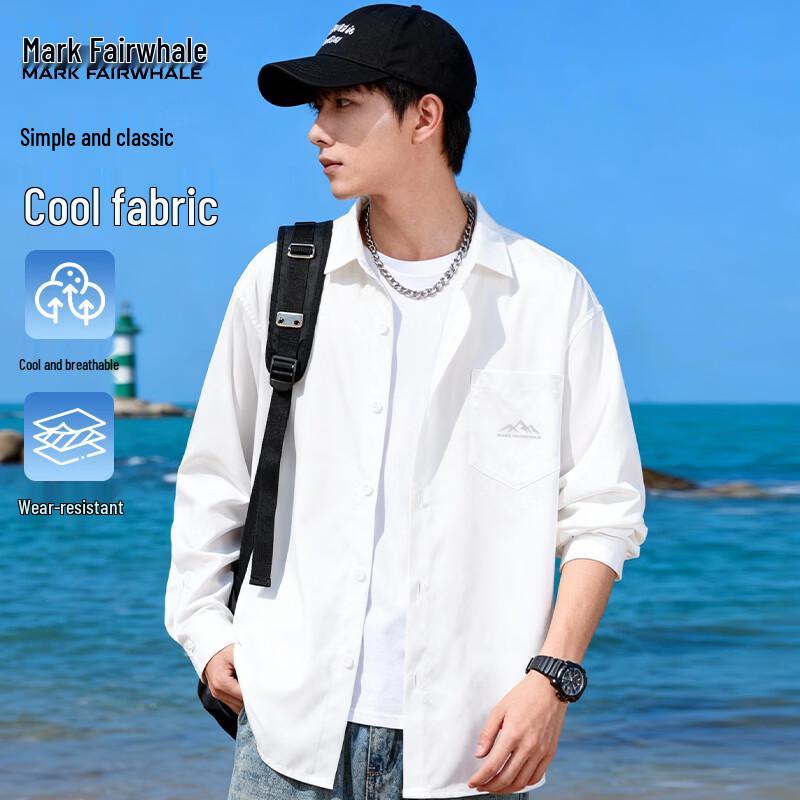 Mark Fairwhale Men s Ice Silk Long Sleeve Button-Up Shirt XL