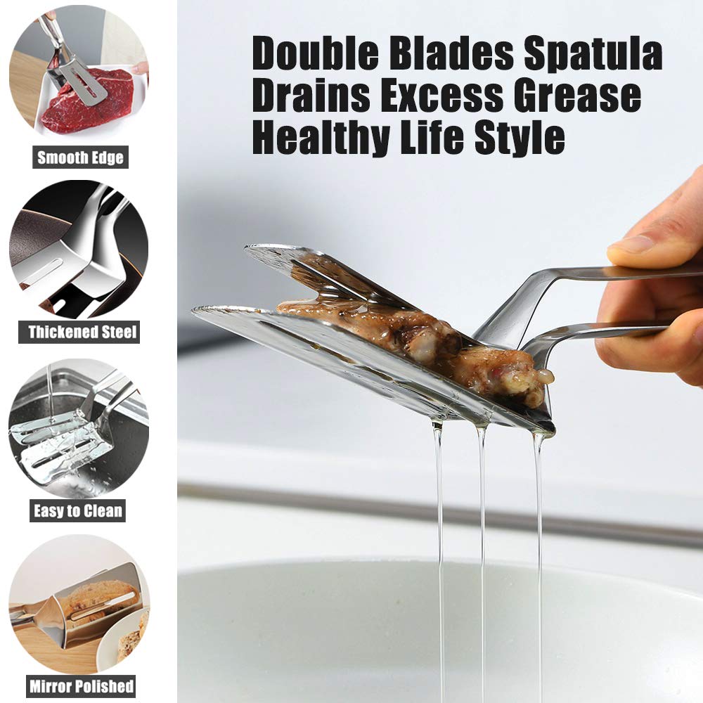 1/2/4Pcs Stainless Steel Steak Clips Multifunctional Spatula Double-Sided Cooking Tongs For Fish Meat Pizza Kitchen Baking Tools