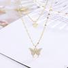 Butterfly Necklace Dainty Exquisite Double Layer Pendant Jewelry for Wedding Party