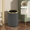 Quality Double Layer Leather Trash Can Metal Beautiful Waste Paper PU Basket Storage Bin for Bathroom  Bed Room