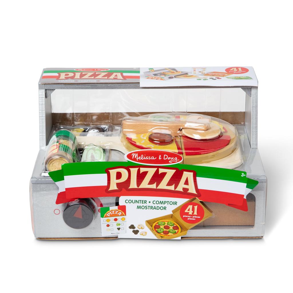Melissa Doug Wooden Play Kitchen Pizza Shop Pizza Counter Food Toy 9465 & (Authentic Product)