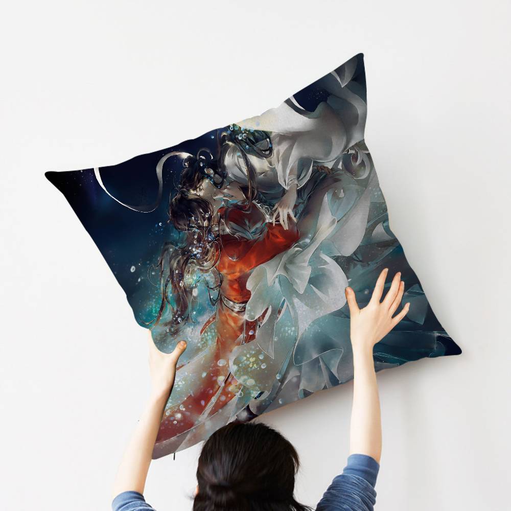 1pc Heavenly Officials Blessing Animation Cushion Cover Car Throw Pillow Case For Sofa Car Christmas Gift 40x40cm 45x45cm
