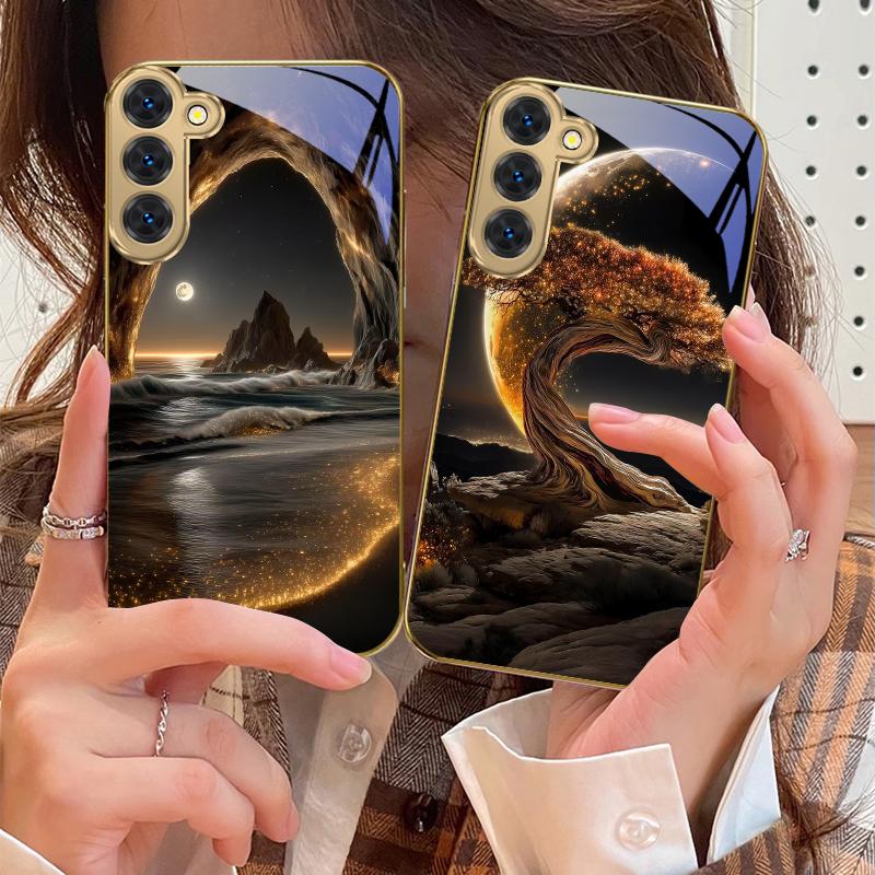 The wilderness of veins For Samsung Galaxy S20 FE S21 S22 S23 Plus S24 Ultra 25Ultra S21+ S9+ S22Plus Golden glass phone case