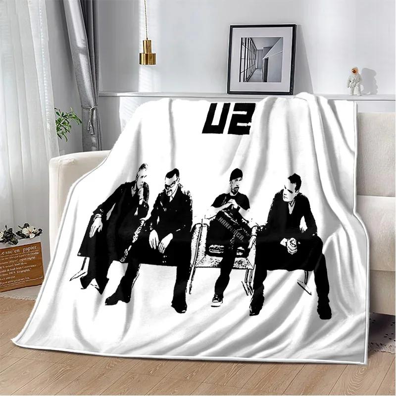 U2 Rock Bang Bono 3D Tisková deka, Měkká přehozová deka pro domácnost Ložnici Postel Pohovku Piknik Cestování Kancelář Krycí deka na odpočinek Děti
