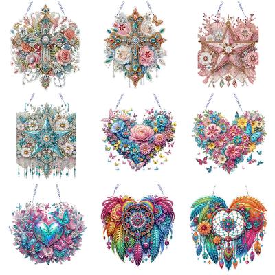 Blume 2D/Flach DIY Sonderform Hängende Diamond Art Kits Diamantmalerei Set Diamantkunst Anhänger Heim Wanddekoration Basteln