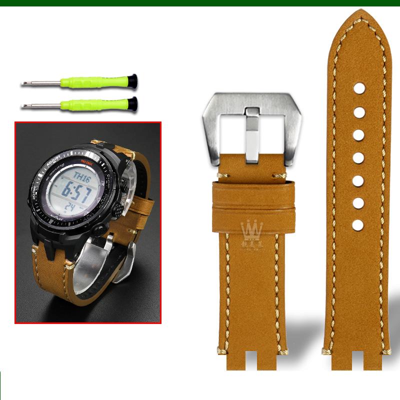 Classic Retro scrub Genuine Calfskin Watchband For Casio ProTrek PRW3000/3100/6000/6100Y PRG300 Series Bracelet Watch Accessories