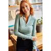 Dame Ecru rullekraveglidelås lycra bluse