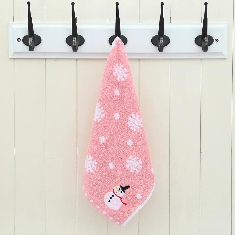 

Мягкое хлопковое детское банное полотенце с рисунком снеговика, полотенце для лица для новорожденных, впитывающее полотенце для душа для детей 33x33 см розовый