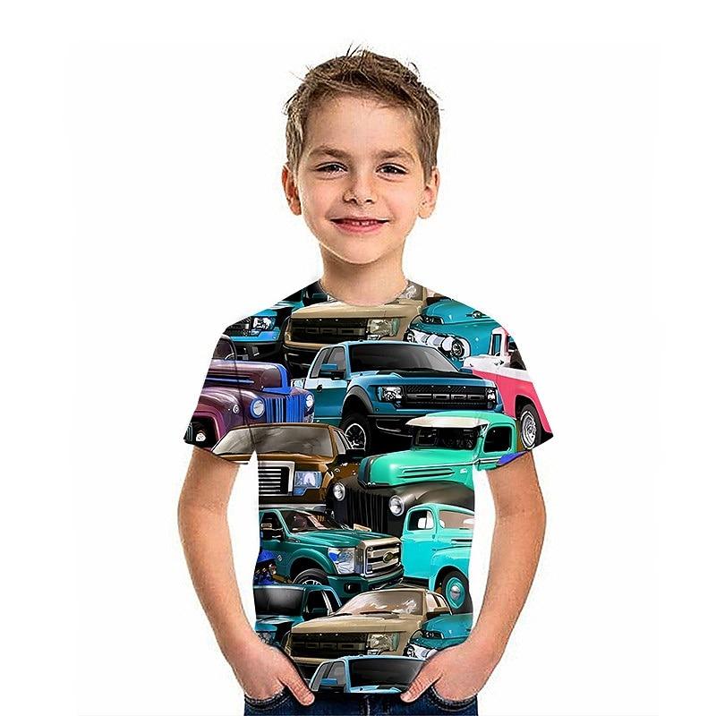 Boys' 3D Graphic Car 3D Print T shirt Tee Short Sleeve 3D Print Summer Active Fashion Cool Kids 3-12 Years