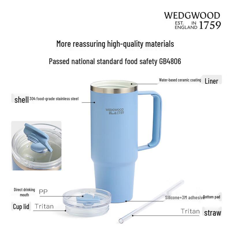 Wedgwood Embossed Pastel Stainless Steel Straw Tumbler