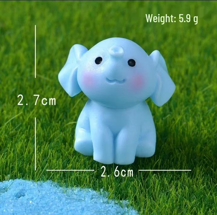 Adorable Blue Elephant Resin Ornament for Creative Desk or Miniature Scenery
