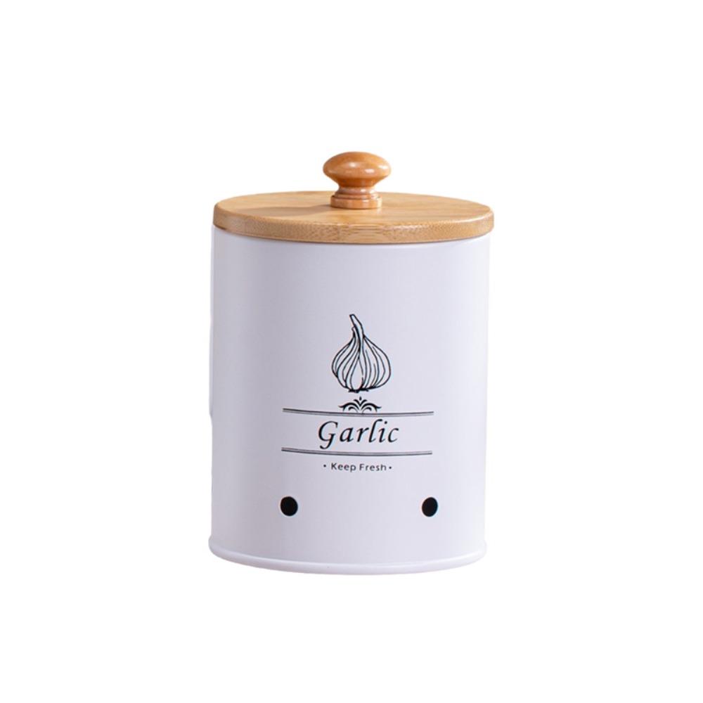 Carbon Steel Garlic Storage Bin with Lid Garlic Keeper Potato Storage Container Pantry