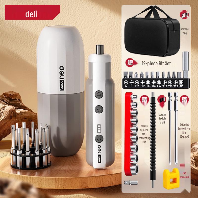 Deli Rechargeable Electric Screwdriver Set - Compact, Fully Automatic, Multifunctional with Lithium Battery for Household Use
