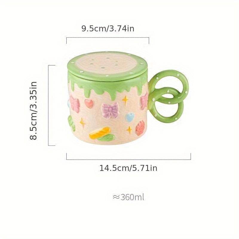 

Creative Hand Painted Ceramic Mugs with Lids , Large Capacity, Cute Bow , Heart Design, Microwave Safe, Perfect for Coffee, Tea, Breakfast, and Gifts